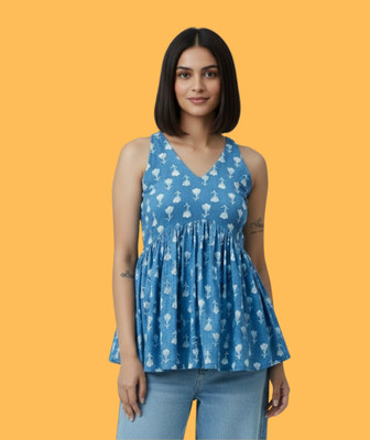 MISHTI TEXTILE Beach Wear Printed Women Blue Top