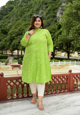 Lee Moda Women Leheriya A-line Kurta(Green)