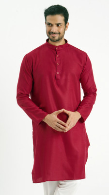 Desivibes Men Solid Straight Kurta(Maroon)