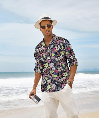 MADHAVISTA Men Printed Straight Kurta(Blue)