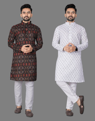 DHASU TRENDZ Men Printed Straight Kurta(Multicolor)