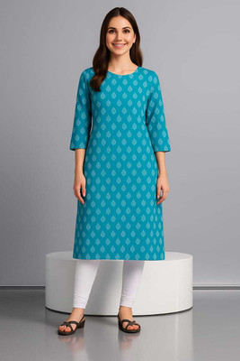 Unique vibes Women Printed Ethnic Dress Kurta(Light Blue)