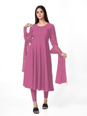 Diamoon Women Solid Anarkali Kurta(Pink)