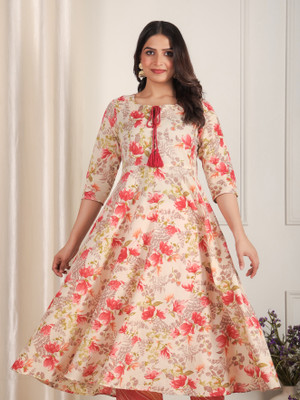 Aramya Women Floral Print Anarkali Kurta(Multicolor)
