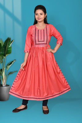 Paramount NX Women Self Design Anarkali Kurta(Red)