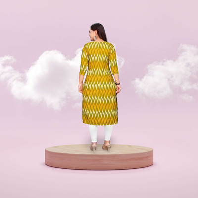 SWASTIKDESIGNER Women Printed A-line Kurta(Yellow)
