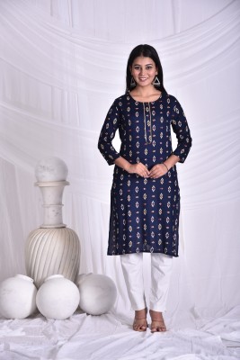 rashmi shree creation Women Printed Straight Kurta(Blue)