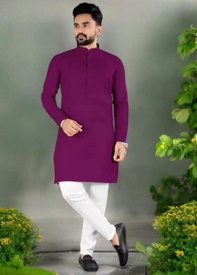 Rashmi Genz Men Printed Straight Kurta(Purple)