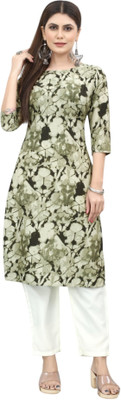 MARIDI FASHION Women Self Design Straight Kurta(Green)