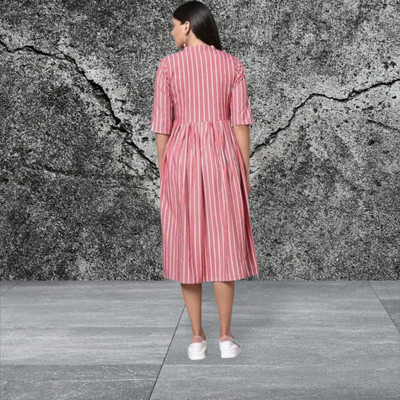 Houseofcommonv Women Printed A-line Kurta(Pink)