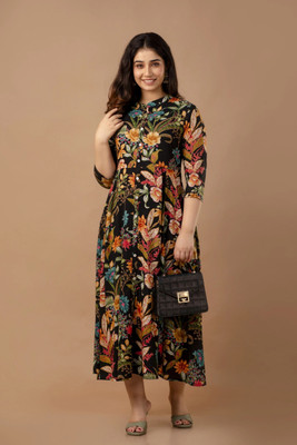 mk creation Women Printed Anarkali Kurta(Multicolor)