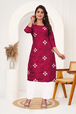 VSAAJ FASHION Women Printed A-line Kurta(Red)