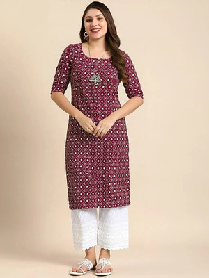 SZN Women Printed A-line Kurta(Maroon)