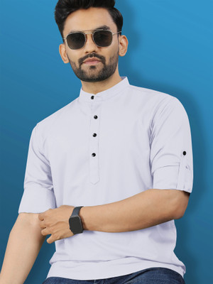 VeBNoR Men Solid Straight Kurta(White)