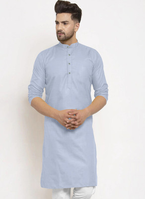 JENZEE Fashion Men Solid Straight Kurta(Grey)