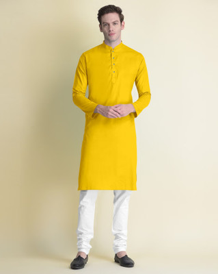 JENZEE Men Solid Straight Kurta(Light Blue)