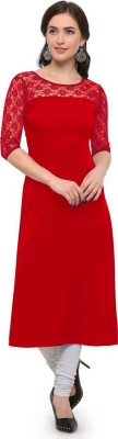 Dream Beauty Fashion Women Embellished Straight Kurta(Red)