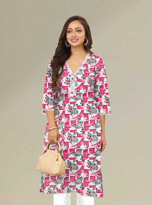 MODERN Women Printed A-line Kurta(Pink)