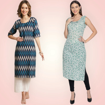 HouseOfCommon Women Printed Straight Kurta(Multicolor)
