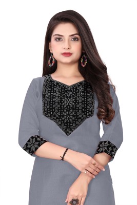 navya fashion era Women Solid A-line Kurta(Grey)