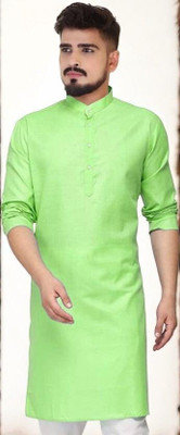 Krisha trend Men Solid Straight Kurta(Light Green)