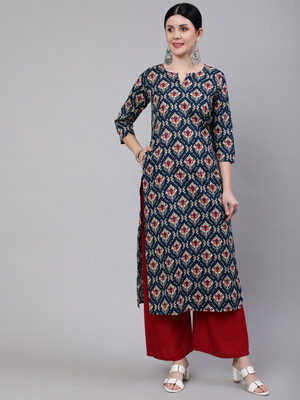 DesiHulia Women Printed Straight Kurta(Multicolor)