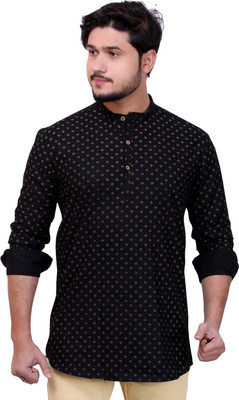 MADE IN THE SHADE Men Self Design Straight Kurta(Brown)