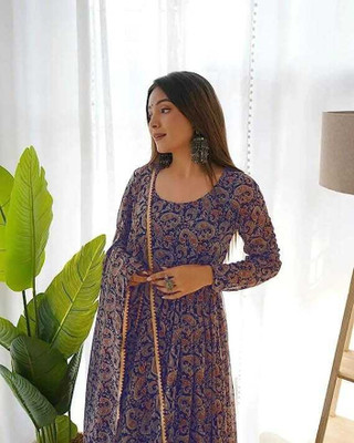 DHYAN CREATION ONLINE Anarkali Gown(Blue)