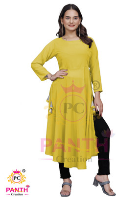 Panth Creation Women Solid A-line Kurta(Yellow)