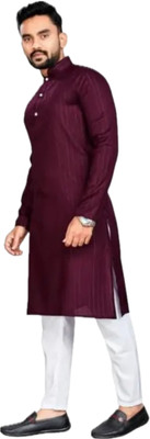 VINAARI Men Solid A-line Kurta(Purple)