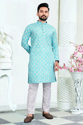 VALAKI Men Embroidered Straight Kurta(Multicolor)