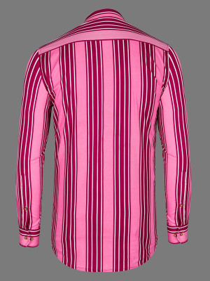 french crown Men Striped Straight Kurta(Red)