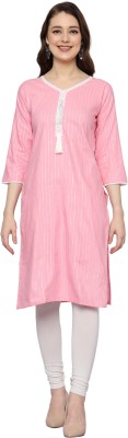 Kashif Women Self Design A-line Kurta(Pink)