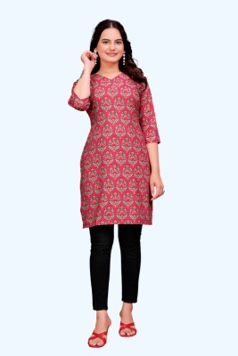 SANMUKH CREATION Women Printed A-line Kurta(Pink)