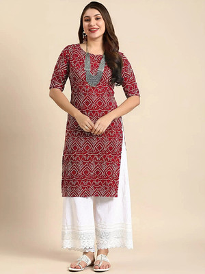 SZN Women Printed A-line Kurta(Maroon)
