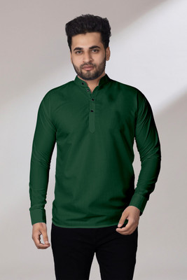 Fashion Marts Men Solid Straight Kurta(Green)