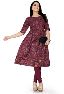 DUTT TEXTILE Women Solid A-line Kurta(Maroon)