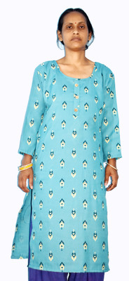 aaapremises Women Printed A-line Kurta(Light Green)