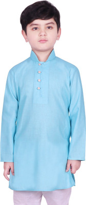 SG YUVRAJ Boys Solid Straight Kurta(Blue)