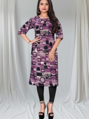 dharmanandan creation Women Printed Flared Kurta(Purple)