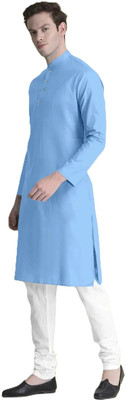 VyomCreation Men Solid Straight Kurta(Light Blue)