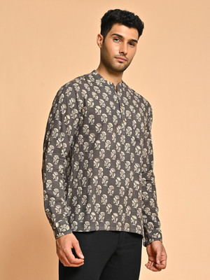 Jaipur Kurti Men Printed Straight Kurta(Brown)