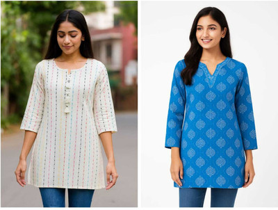 LoomCraftt Women Printed Straight Kurta(Multicolor)
