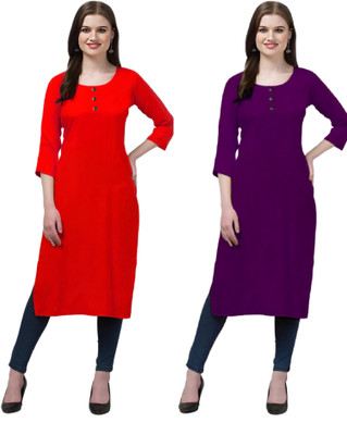 Coft Women Solid Straight Kurta(Multicolor)