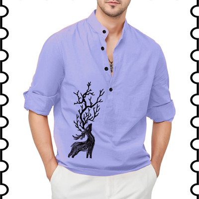 Kavyangle Creation Men Animal Print Straight Kurta(Blue)