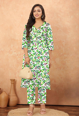 eFashion Women Printed, Floral Print A-line Kurta(Light Green)