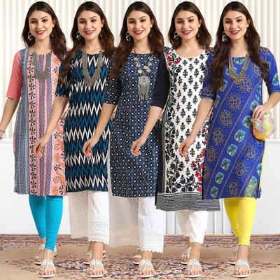 1 Stop Fashion Women Printed A-line Kurta(Multicolor)