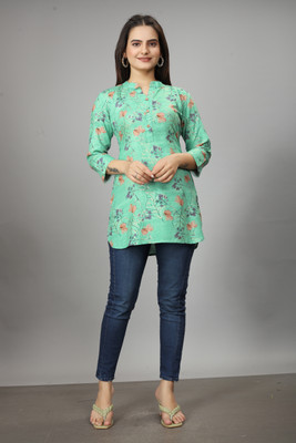 SARRAS Women Printed Straight Kurta(Green)