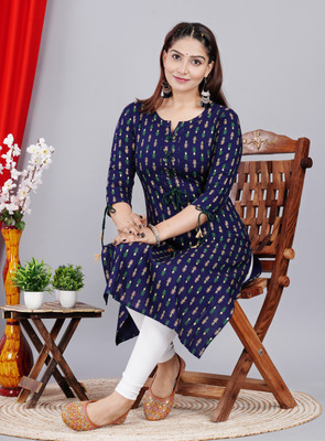 SATLOK FASHION Women Printed Straight Kurta(Blue)