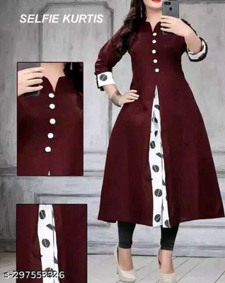 Texpa Fashion Women Printed A-line Kurta(Maroon)